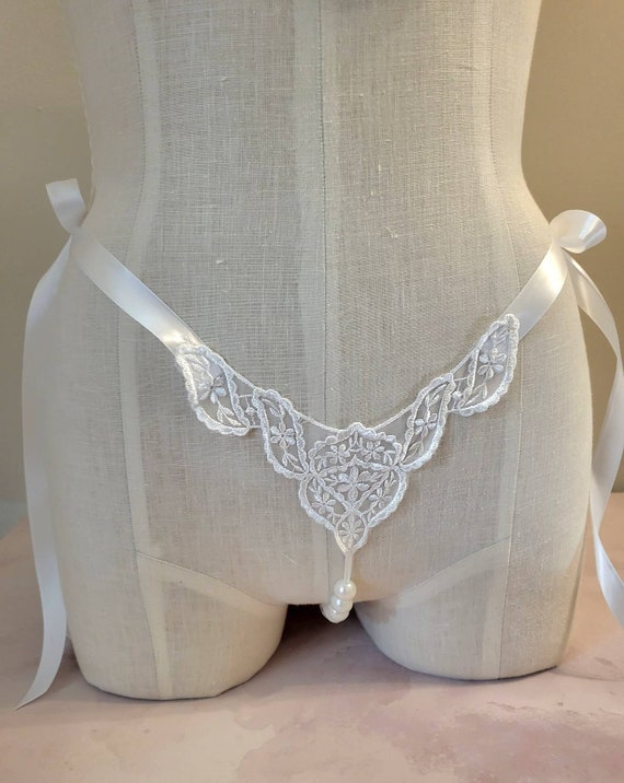 Lace panties hotsell with pearl beads