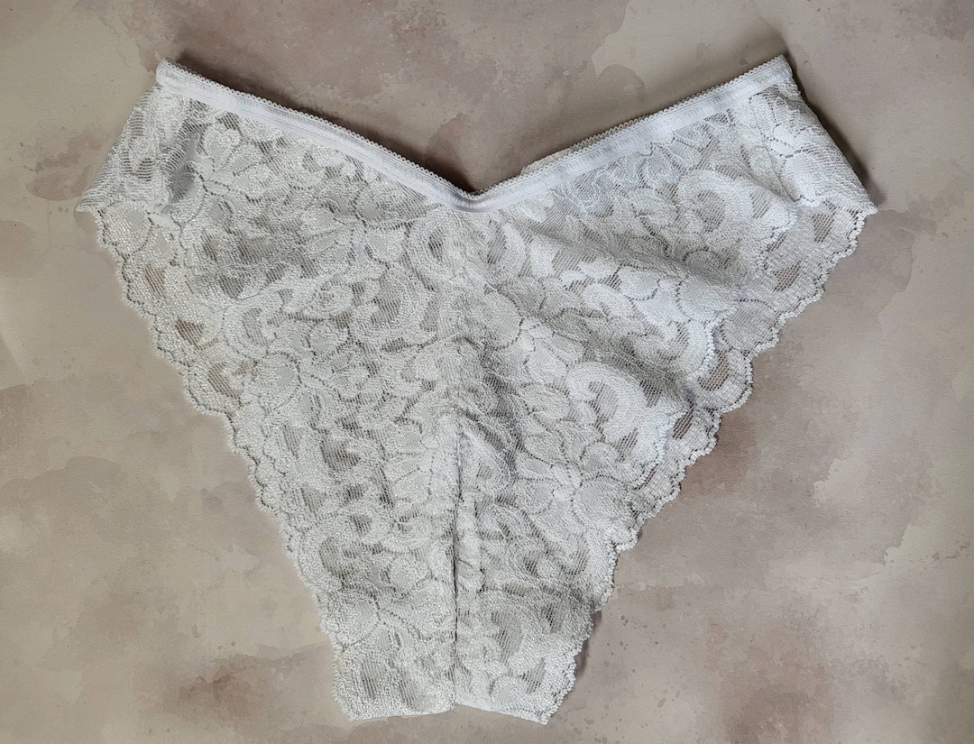 White Lace Thigh High Cut Cheeky Panties, Also Available Crotchless Etsy