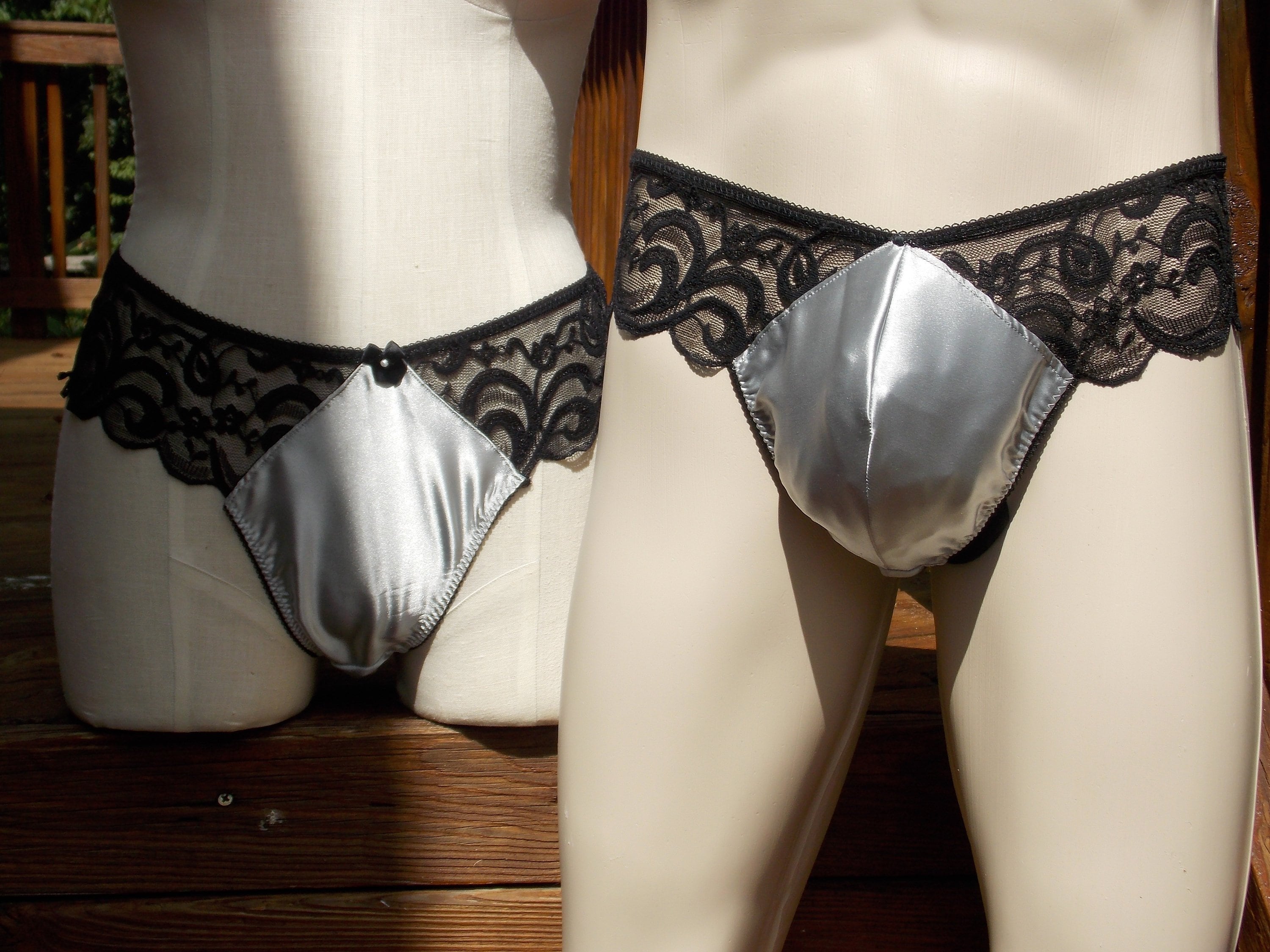 Couples Set Satin and Stretch Lace Thongs, Available in Other Color  Combinations - Etsy