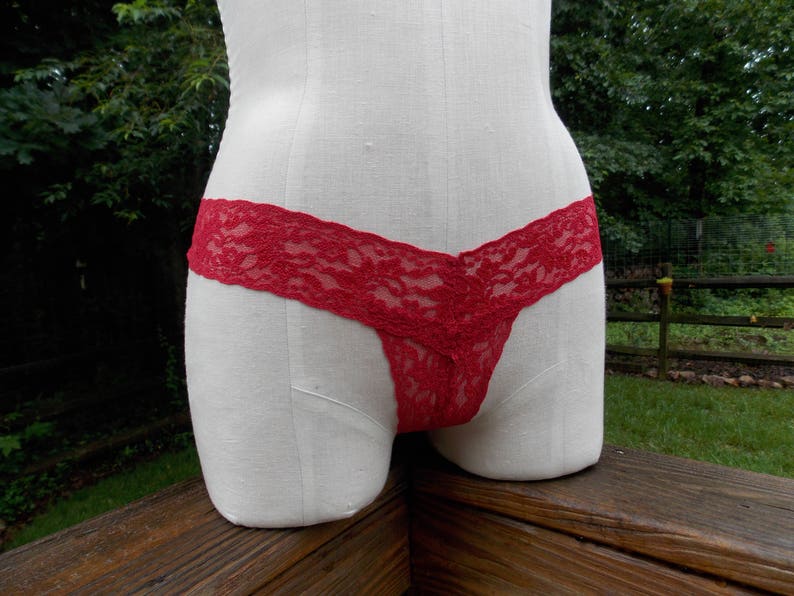 Crotchless Thong Panties in Rose Red Stretch Lace - Etsy