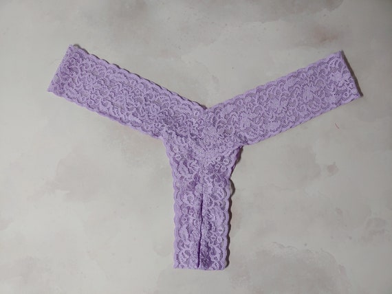 Thong Panties in Lilac Lavender Purple Stretch Lace. Also Available  Crotchless -  Ireland