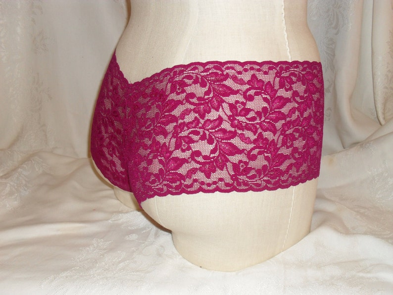 Last pair Boyshorts in Raspberry Stretch Lace Size Medium