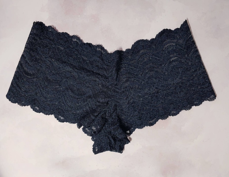 Crotchless Boyshort Panties in Black Stretch Lace All Access Etsy