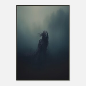 Dark Gothic Wall Art Eerie Forest Painting, Haunted Ethereal Figure ...
