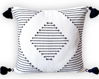 Natural Cotton Pillow Case, Textured Cushion Cover, Throw Pillow Sham, Accent Pillow, Boho Pillow - Handwoven in Oaxaca Mexico
