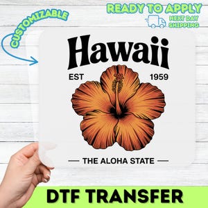 Vintage Tropical Hawaii Hibiscus DTF Transfer Ready To Press for Group Travel Apparel or Hawaiian Celebration Shirts