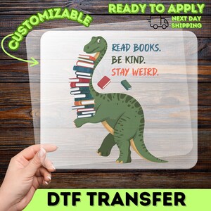 Reading Dino Cartoon Design DTF Transfer, Kids Reading Heat Transfer, Fun Educational Iron-On for Young Book Lovers image 9