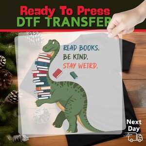 Reading Dino Cartoon Design DTF Transfer, Kids Reading Heat Transfer, Fun Educational Iron-On for Young Book Lovers image 13