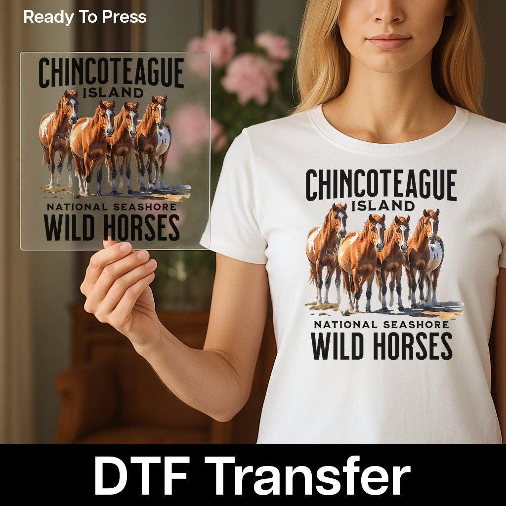 DTF Transfer Chincoteague Island Wild Horses, Nature Lover Iron-on