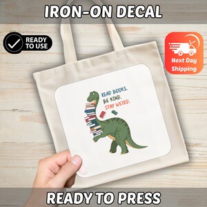 Reading Dino Cartoon Design DTF Transfer, Kids Reading Heat Transfer, Fun Educational Iron-On for Young Book Lovers image 6
