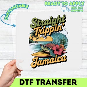 Tropical Vacation DTF Transfer Iron-On - Straight Trippin&#39; Jamaica - Leuke strandschildpadsurfplankkleding voor reizen en vakanties