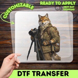 Fox Photographer Adventure DTF Transfer, Nature Photography Iron On, Wildlife Explorer Decal