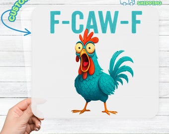 Funny F-CAW-F Cartoon Rooster DTF Transfer for Humor Enthusiasts T-shirt Apparel Ready to Press Iron-On