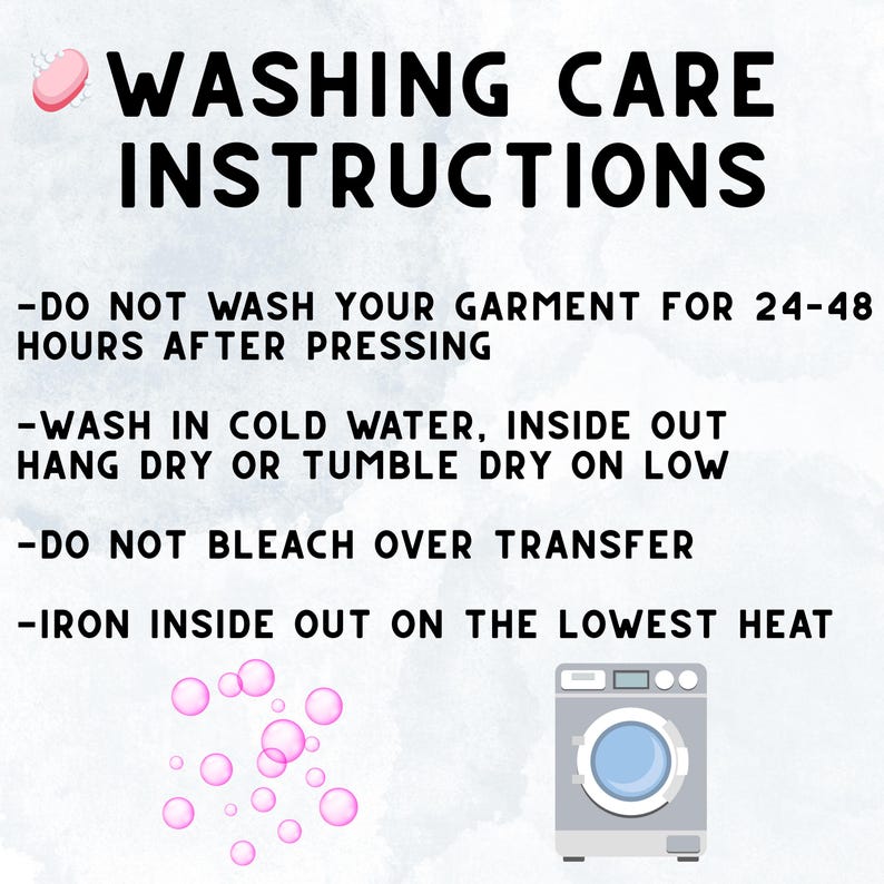 Washing care instructions