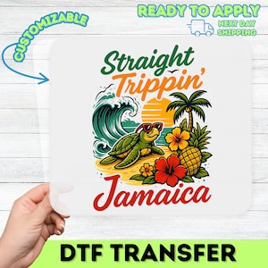 Ontspannen vakantie thema schildpad en tropisch strand Klaar om te drukken DTF-overdracht voor plezier zomer T-shirt of sweater
