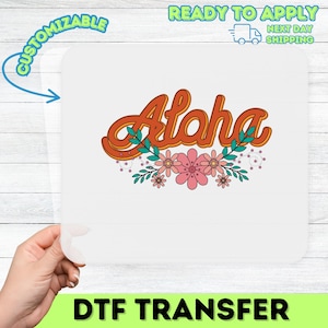 Aloha Tropical Floral DTF Transfer for Cute Hawaiian Vacation T-Shirts & Apparel - Ready to Press Island Theme Design