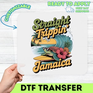 Tropical Vacation DTF Transfer Iron-On - Straight Trippin&#39; Jamaica - Leuke strandschildpadsurfplankkleding voor reizen en vakanties