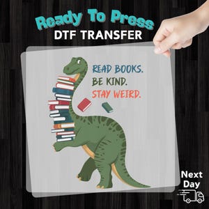 Reading Dino Cartoon Design DTF Transfer, Kids Reading Heat Transfer, Fun Educational Iron-On for Young Book Lovers image 12