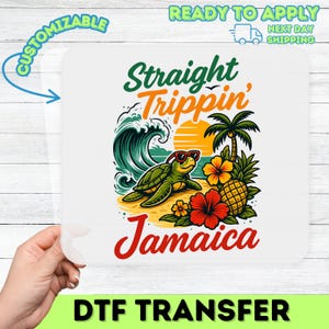 Ontspannen vakantie thema schildpad en tropisch strand Klaar om te drukken DTF-overdracht voor plezier zomer T-shirt of sweater
