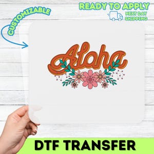 Aloha Tropical Floral DTF Transfer for Cute Hawaiian Vacation T-Shirts & Apparel - Ready to Press Island Theme Design