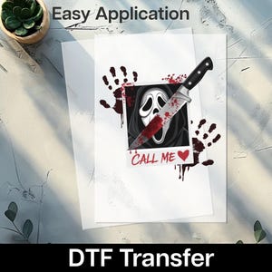 Edgy Halloween Horror Humor DTF Transfer for T-Shirt | Ready To Press &#39;Call Me &#39; Creepy Graphic | Spooky  Funny Apparel