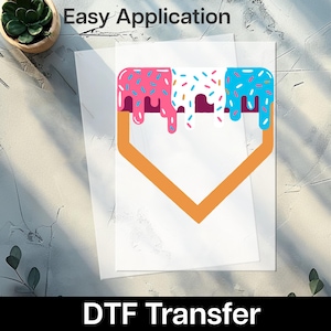 Lindo cono de helado, transferencia DTF, listo para planchar, ideal para camisetas de verano, fiestas, ropa y cumpleaños infantiles.