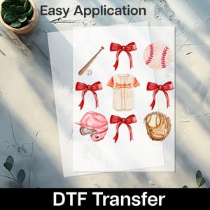 Ready to Press Retro Cute Baseball DTF Transfer for Fans Teams | Charming Watercolor Sports Apparel Design