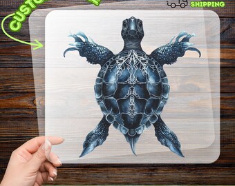 Intricate Sea Turtle DTF Transfer, Watercolor Marine Life Iron-On Decal, Ocean Enthusiast Heat Transfer, Nature Art Ready to Press