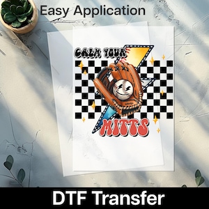 Funny Baseball Humor DTF Transfer - Calm Your Mitts - Retro Sport Iron-On Ready to Press for T-shirts Sweatshirts Fans & Teams