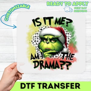 Lustige Santa Grinch Weihnachten DTF Transfer - zum Aufbügeln bereit zum Aufbügeln für Urlaub Gruppe T-Shirts & hässliche Pullover Geschenke
