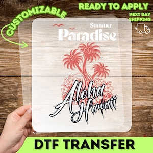 Hawaiian Aloha DTF Transfer for T-Shirts – Summer Paradise Palm Tree Heat Press Design for DIY Tropical Beach Apparel