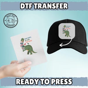 Reading Dino Cartoon Design DTF Transfer, Kids Reading Heat Transfer, Fun Educational Iron-On for Young Book Lovers image 7