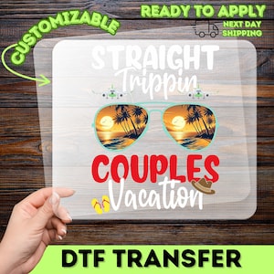 Retro Couples Vacation DTF Transfer for Matching T-Shirts  Hoodies - Cute  Funny Travel-Themed, Ready To Press Heat Transfer