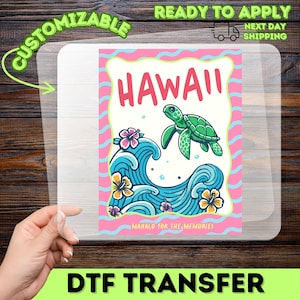Hawaiian Vacation Retro Tropical Sea Turtle DTF-overdracht klaar om te drukken voor T-shirt of kleding voor strandliefhebbers
