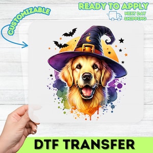 Cute Halloween Dog Wizard DTF Transfer Iron-On Ready To Press for Shirts  Apparel - Perfect for Dog Lovers  Halloween Parties