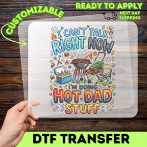 Funny BBQ Dad DTF Transfer, Father's Day Humor Iron-On Decal, Hot Dad Stuff Heat Transfer, Cartoon Grill Master Gift