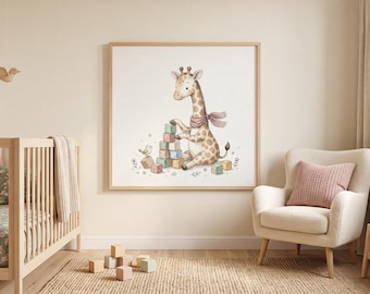 8 Watercolor Safari Animal Art Prints, Nursery Wall Art (Digital Download)