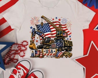 USA Kids Shirt, Toddler 250th Shirt, 4th Of July Tractor Shirt, Patriotic Boy Gift, American Farmer Boy Shirt, USA Flag Tractor, Boys Shirts