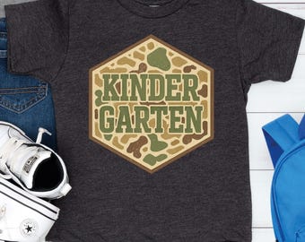 Kindergarten Camo Shirt, Back To School Boy Shirt, Kindergarten Boy Gift, First Day Of School Camouflage Shirt, Toddler Kindergarten Tee