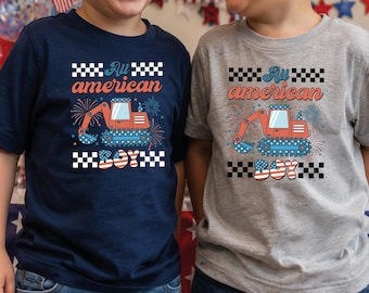 Toddler Boy 4th Of July Shirt, All American Boy Tractor Shirt, Patriotic Kids Gifts, Independence Day Shirt For Boy, Toddler USA Tshirt