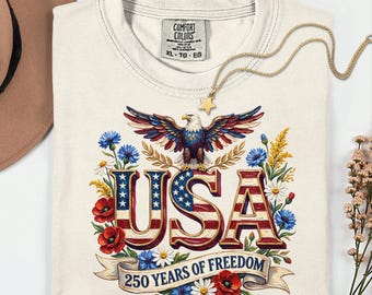 Comfort Colors® 250 Years Of Freedom Shirt, Anniversary Day Gift, Patriotic Eagle Shirt, 1776–2026 Tee, Man Woman America Celebration Shirts