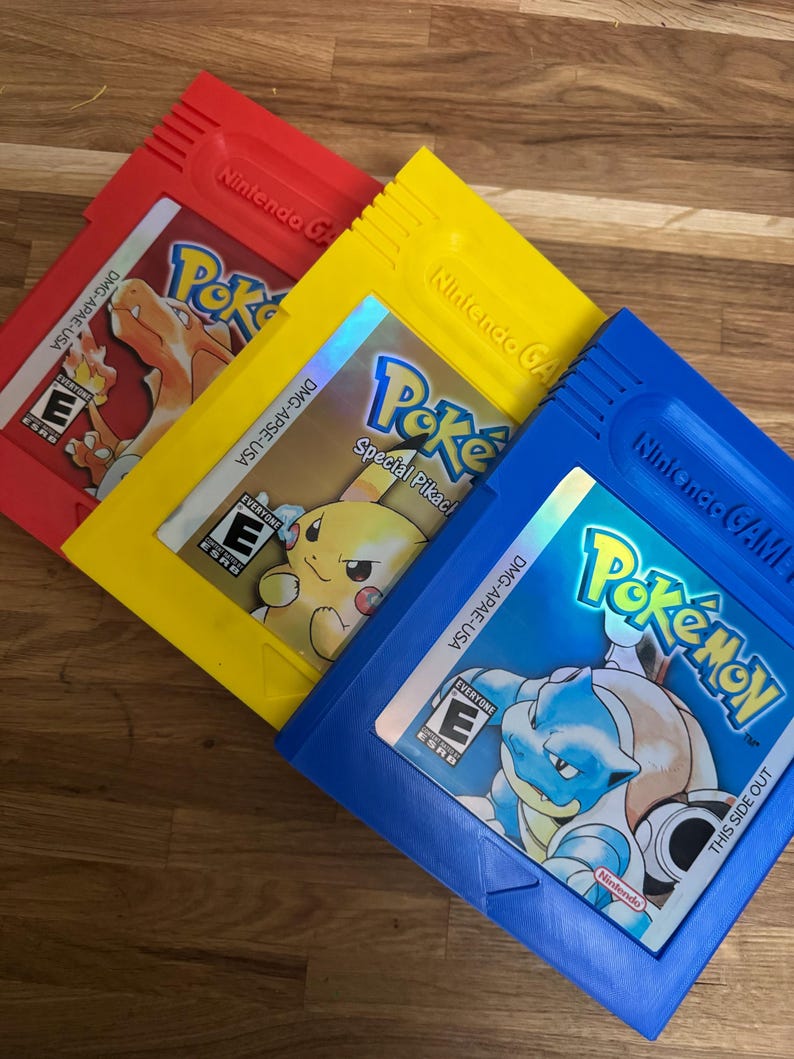 Nintendo Game Boy 3D Wall Art | Pokémon Red Blue Yellow Cartridge | Retro Gaming Wall Hanging | Gamer Gift