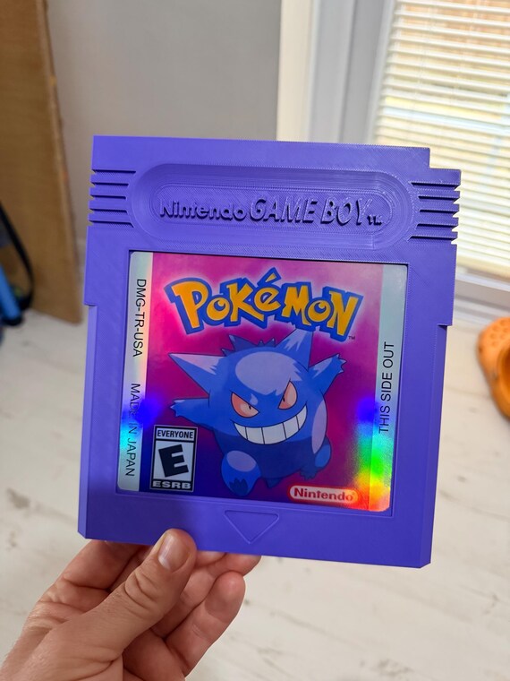 Nintendo Game Boy 3D Wall Art | Pokémon Gengar Purple Cartridge | Ghost Type | Retro Gaming Wall Hanging | Gamer Gift