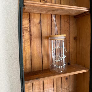 Turning Page Boutique Glass Cup – Sage Green Aesthetic Tumbler with Bamboo Lid & Straw