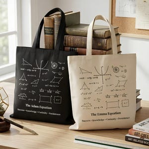 Gepersonaliseerde draagtas wiskundevergelijking l Canvas draagtas wiskundeleraar l STEM College draagtas l Leraar waardering cadeau l Handtas wiskundeingenieur