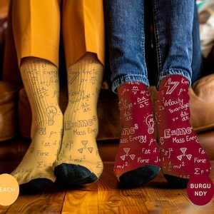 Skarpetki z diagramami fizycznymi | Skarpetki z chemii i matematyki | Skarpetki dla studentów STEM | Skarpetki z nadrukiem fizycznym dla mężczyzn i kobiet | Skarpetki na prezent dla niego i dla niej