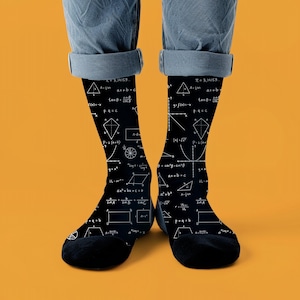 Math Equation Socks Math Nerdy Unisex Socks STEM Student Socks Math Diagram Print Crew Socks Fun Science Socks for Men, Women, Teacher & Kid