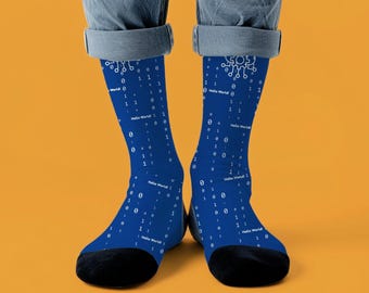 Binary Coding Socks l Diagonal Binary Socks l Funny Coding Socks for Programmer, Engineer, AI Tech, Hacker, Scientist and IT Computer