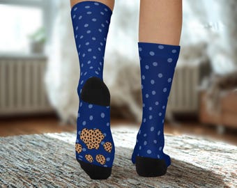 Polka Dots Paw Socks l Paw Crew Socks l Cat Paw Socks l Custom Socks Polka Dots l Funny Pet Paw Socks