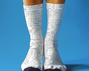 Science Chemistry Socks l Chemistry Lab Crew Socks l Math Nerdy Socks Chemistry Print Socks for Men & Women - Socks Gift for Him, Her